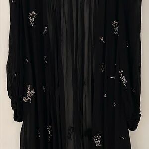Zara Black Cardigan with White Embroidery